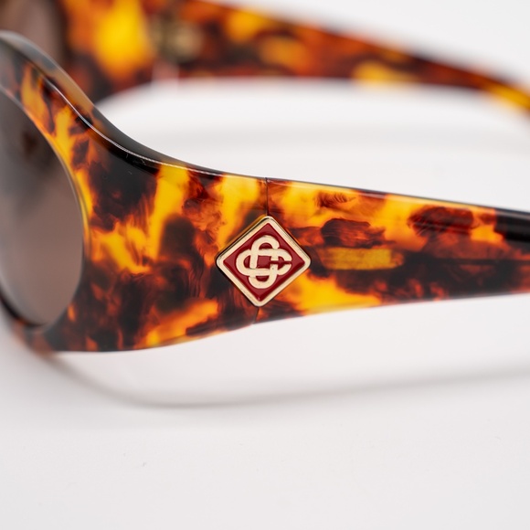 CASABLANCA Round Goggle Acetate Sunglasses Tortoise - Picture 8 of 11